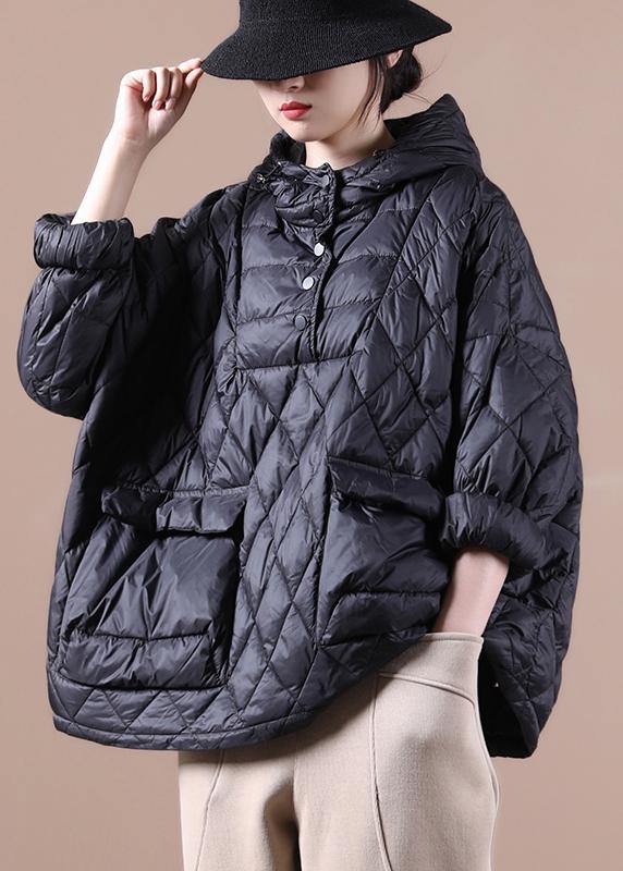 2023 Loose Fitting Winter Puffer Jacket Hooded Black Down Coat