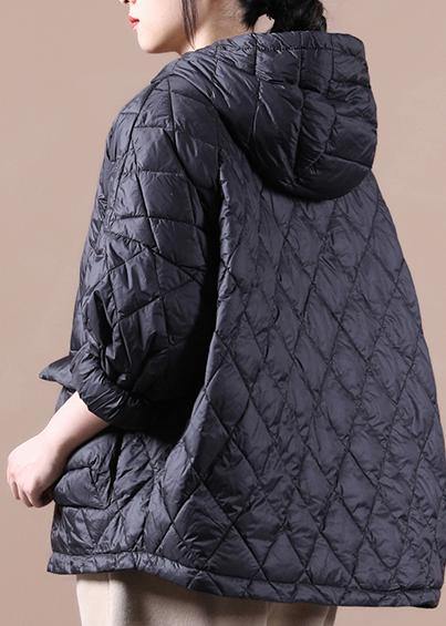 2023 Loose Fitting Winter Puffer Jacket Hooded Black Down Coat