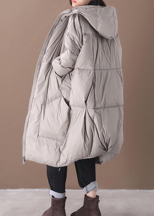2021 plus size snow jackets gray hooded pockets goose Down coat