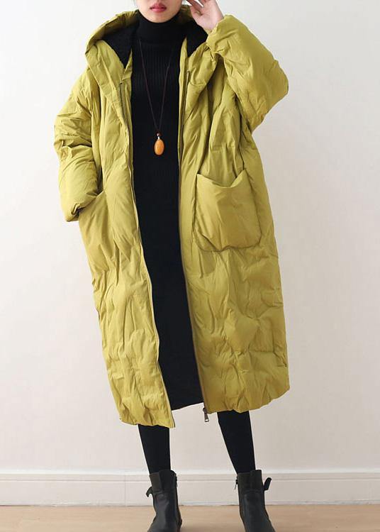 2023 Warm Yellow Down Coat original design literary retro overcoat