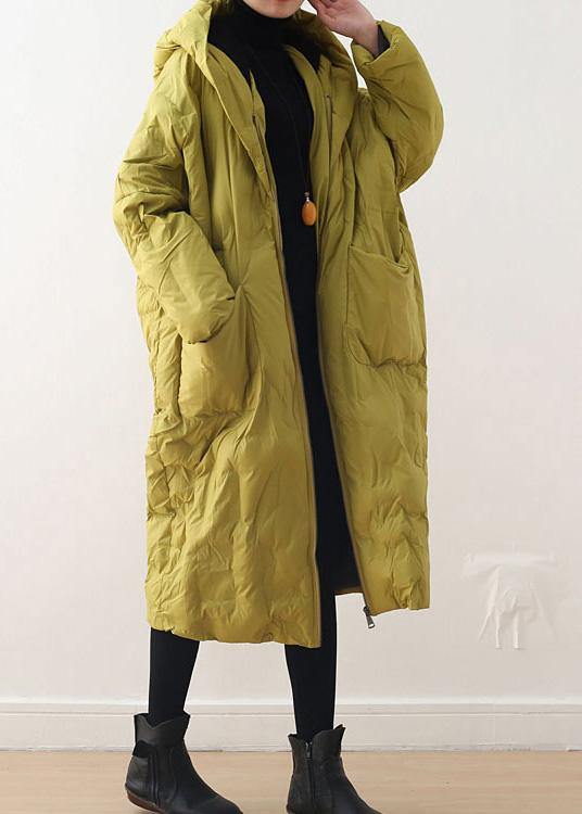 2023 Warm Yellow Down Coat original design literary retro overcoat