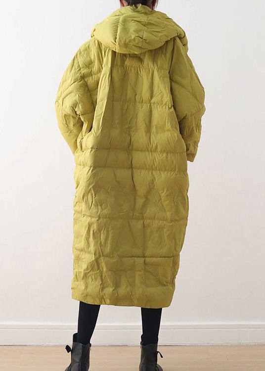 2023 Warm Yellow Down Coat original design literary retro overcoat