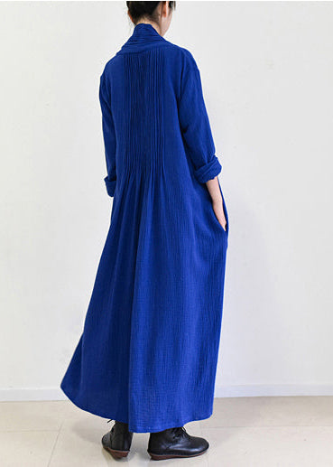 royal blue linen trench coats long cotton maxi coats 2021 fall casual outfits