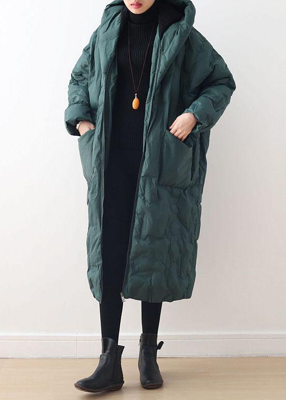 2021 Blackish Green Warm Down Coat Oversize Overcoat