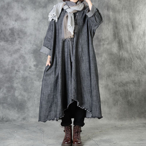 Art Black V Neck Pockets Patchwork Fall Asymmetrical Design Coats Long Sleeve