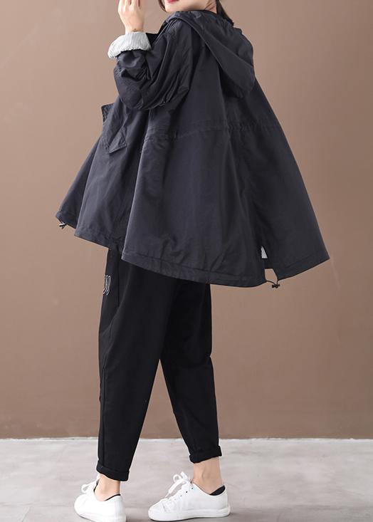 DIY black Fashion coats women blouses Neckline hooded baggy winter coats