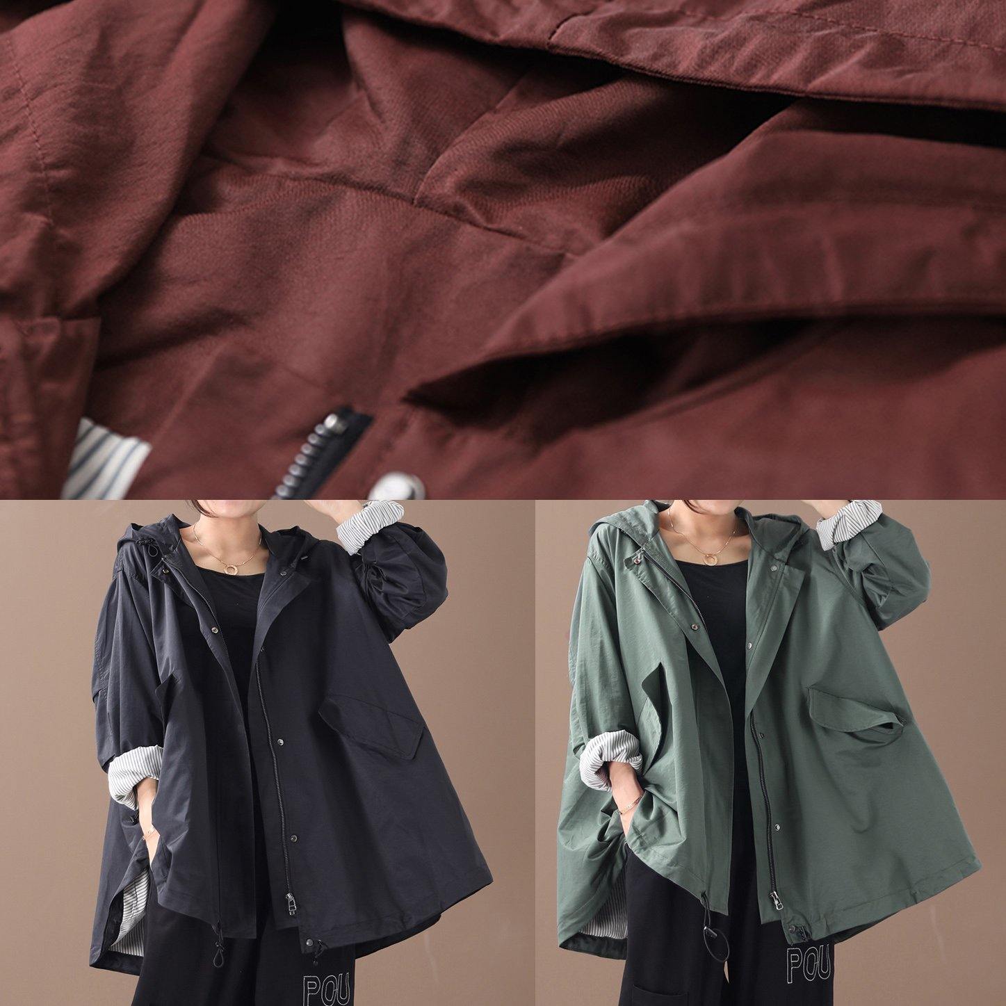 DIY black Fashion coats women blouses Neckline hooded baggy winter coats