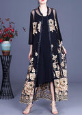 Fine Apricot Retro Embroidered Summer Tulle Cardigan
