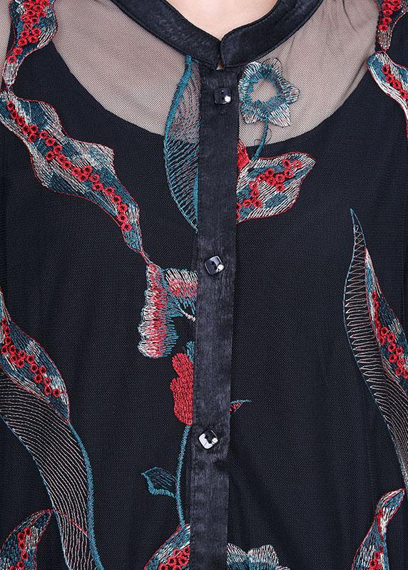 Fine Apricot Retro Embroidered Summer Tulle Cardigan