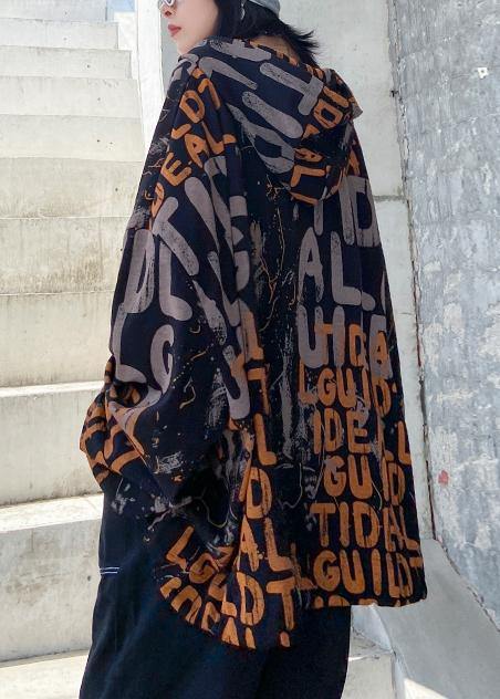French hooded pockets Fine coat for woman orange Letter coat