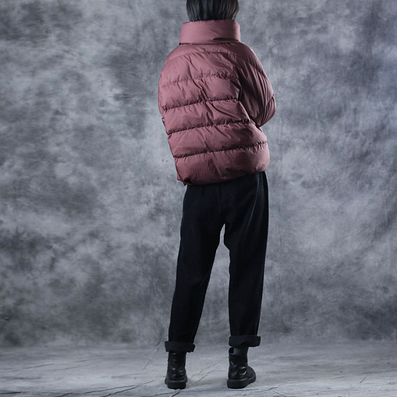 Handmade Mulberry zippered Pockets Winter Duck Down Jackets Long sleeve