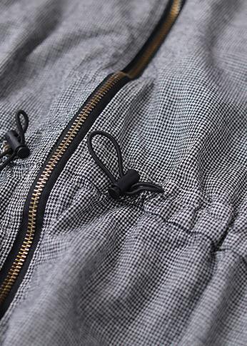 Handmade gray plaid Fashion coat Inspiration hooded drawstring coats