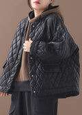 Luxury plus size warm winter over short coat black o neck women outwear
