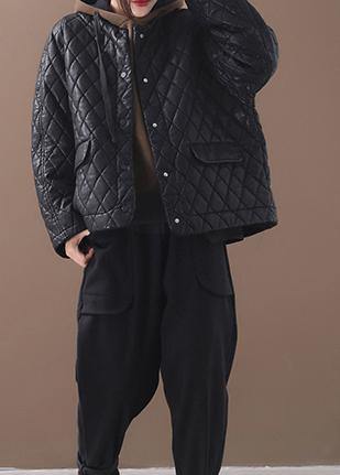 Luxury plus size warm winter over short coat black o neck women outwear
