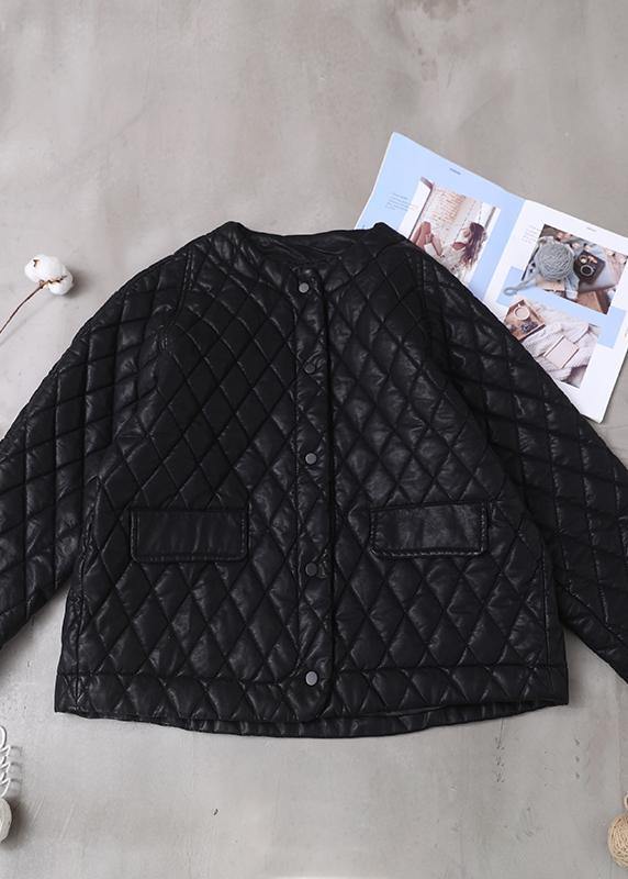 Luxury plus size warm winter over short coat black o neck women outwear