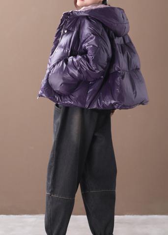 Luxury purple women parkas Coats winter hooded thick outwear
