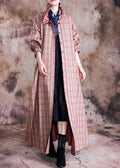 Luxury red plaid woolen coats trendy plus size trench coat fall Cinched coat