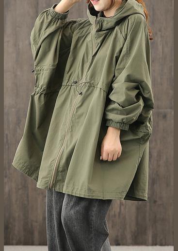 Modern hooded zippered clothes For Women Shape army green Coats Outwear