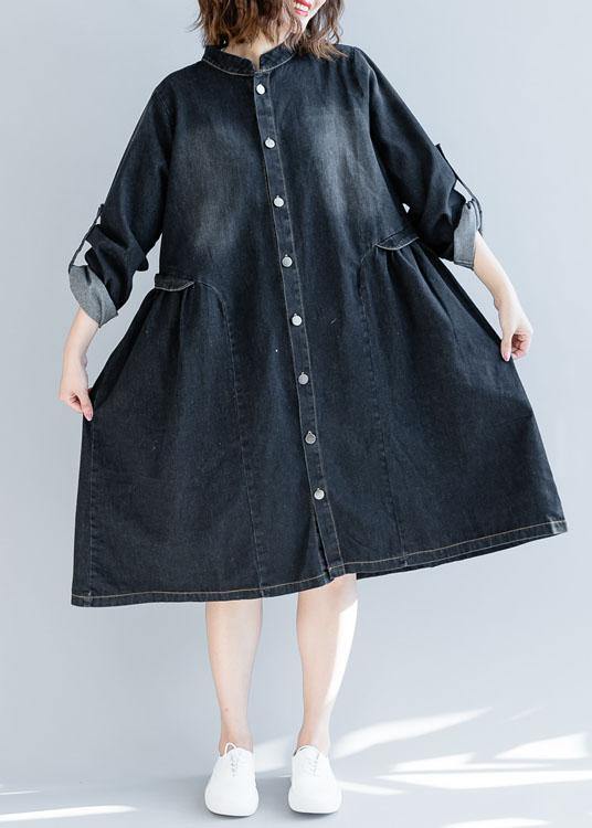 Modern striped collar fine box coat black daily outwears fall