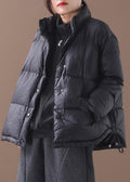 Warm plus size snow jackets winter outwear black stand collar drawstring duck down coat