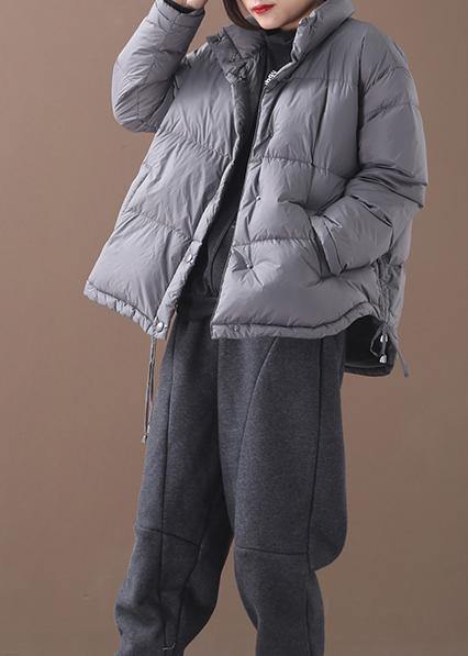Warm plus size snow jackets winter outwear black stand collar drawstring duck down coat