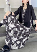 Women Black Peter Pan Collar side open stand collar Half Sleeve Coat Summer