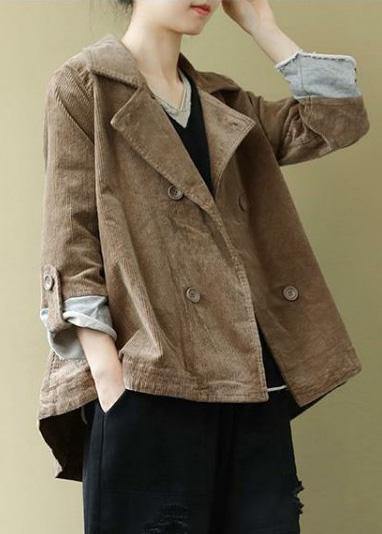 Women Notched Fine Spring Coats Blouses Khaki Loose Outwear