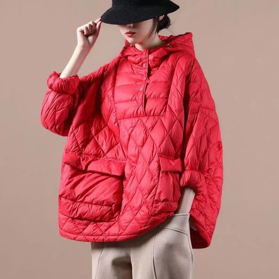 2023 Loose Fitting Winter Puffer Jacket Hooded Black Down Coat